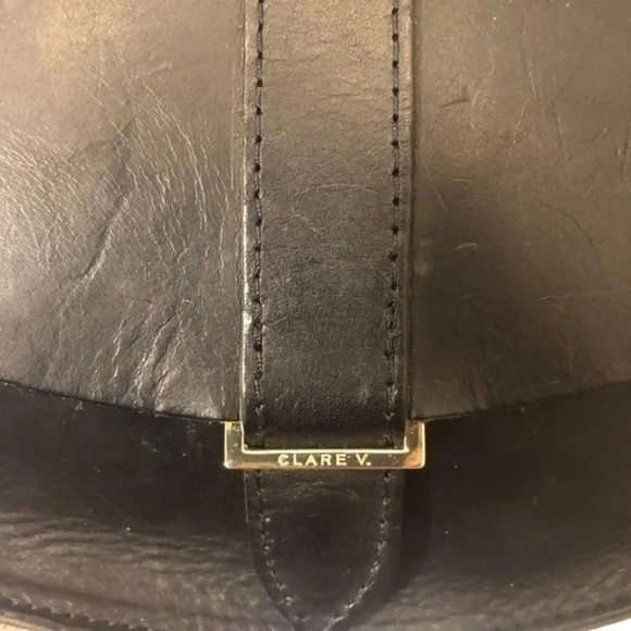 Clare vivier black leather saddle bag USA